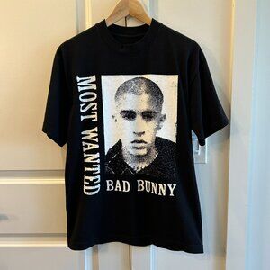 Bad Bunny Most Wanted Tour Dates Black Cotton Tee (Small)